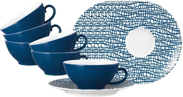 Seltmann Weiden Teetassen mit Untertassen Life Fashion Blau aus Porzellan 6er Set 140 ml - Bild 1