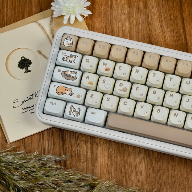 FSWHBY Cheese Burger Custom Keycap Set mit 130 Tasten im MOA Profile, PBT Material mit Five Side Dye Sublimation für MX mechanische Tastaturen, Mehrfarbig - Bild 1