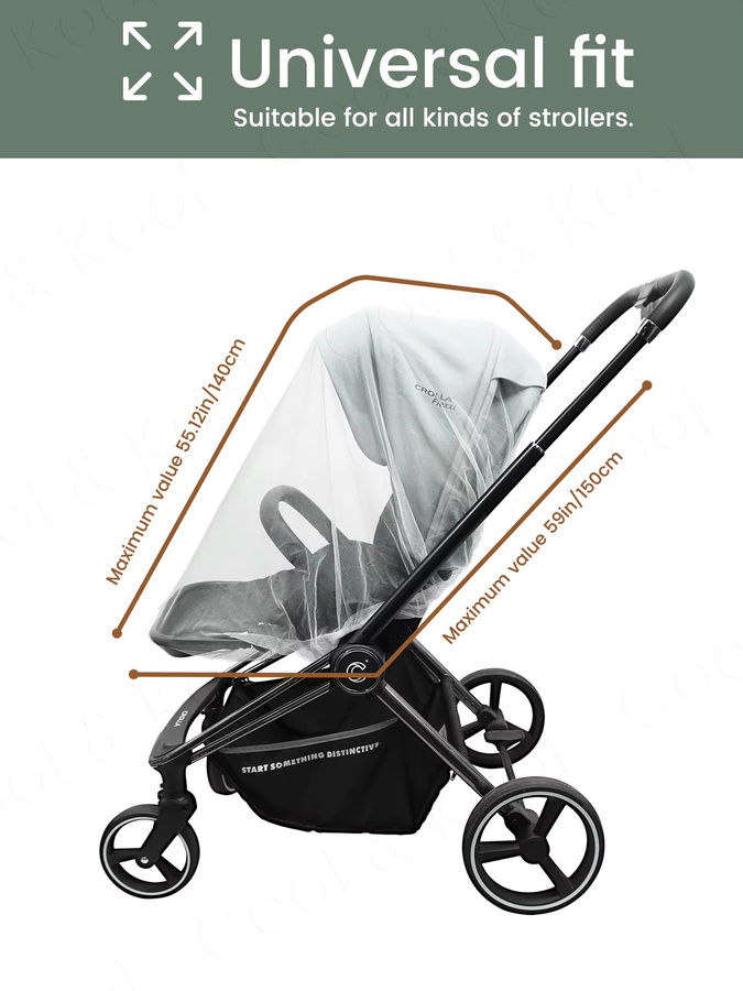 Kisslanding Kinderwagen-Moskitonetz Sommer-Insektenschutznetz für Kinderwagen und Buggy in Weiß - Bild 2