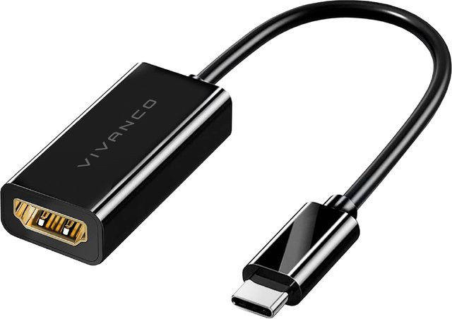 Vivanco USB-C auf DisplayPort Adapter in Schwarz und Grau, Länge: 0,1 m - Bild 1