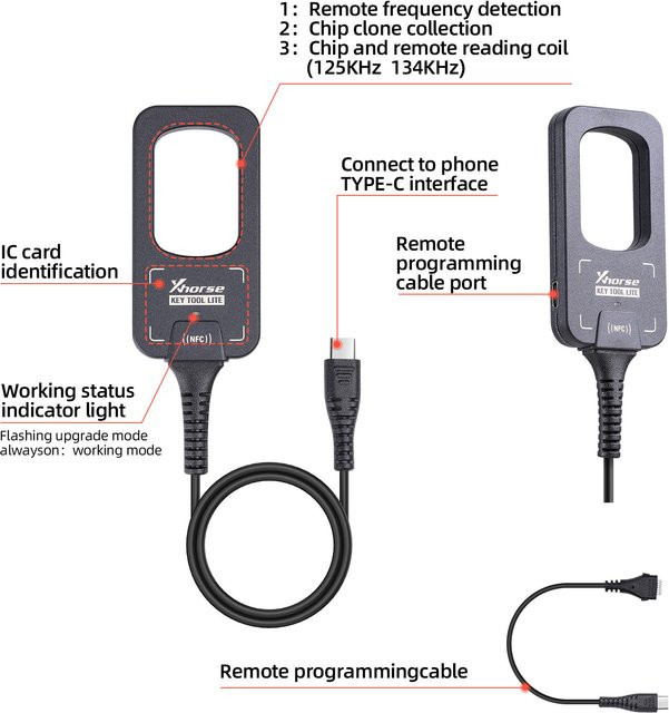 Xhorse VVDI BEE Key Tool Lite mit 6 Stück VVDI Kabelfernbedienungen Modell XKB501EN in Schwarz - Bild 1