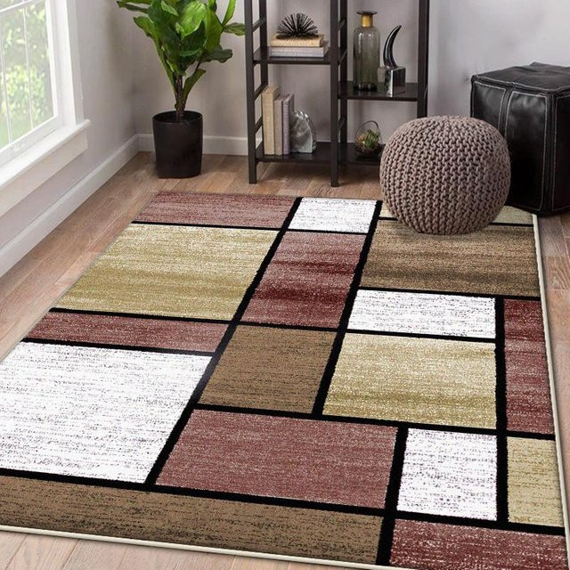 JGJG Nordischer Wohnzimmerteppich mit geometrischem Design, flauschiger Plüsch-Bodenmatte in Mehrfarbig, B/T: 140 x 200 cm - Bild 1