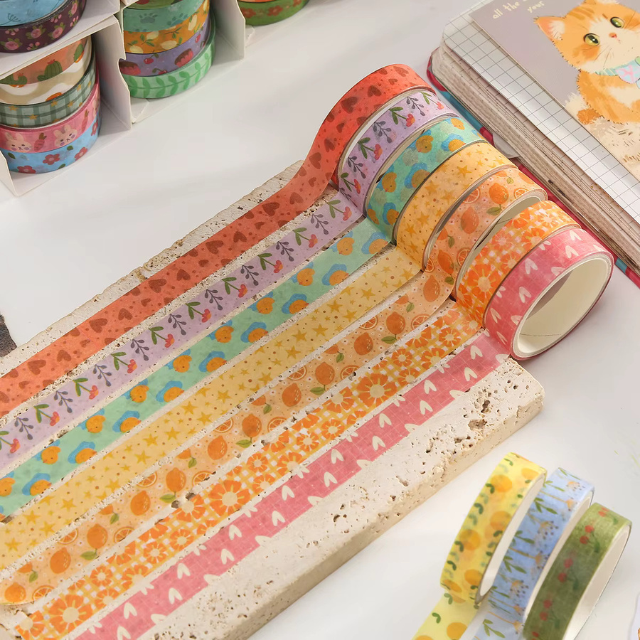 5 Rollen Vintage Washi-Tape mit Pflanzen- und Blumenmuster in Multicolour zum Dekorieren und für DIY-Projekte - Bild 3