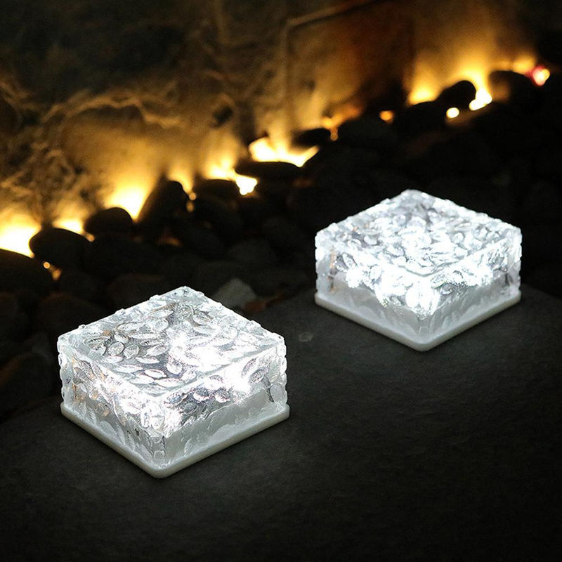 TOMTOP JMS Solarbetriebene Eisziegel-Lichter für den Außenbereich mit 4 LED-Lichtern in Warmweiß für Garten und Terrasse - Bild 3