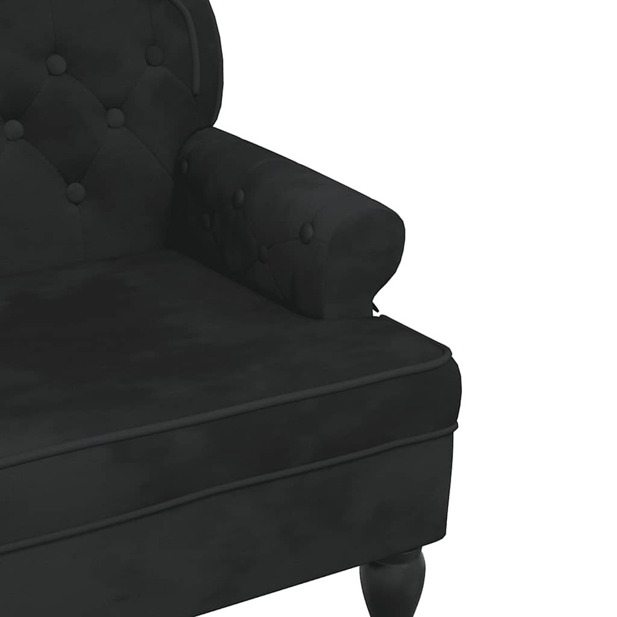 vidaXL Bank mit Rückenlehne aus Samt und Gummibaumholz in Schwarz, B/T/H: 119,5 x 64,5 x 75 cm - Bild 5