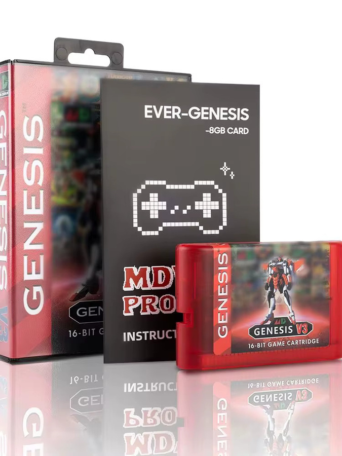 Everdrive Flash Card MDv3 Pro 3000 in 1 MegaDrive Genesis Spielkassette mit 8GB Micro SD-Karte für SEGA Konsole in Rot - Bild 4