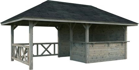 Palmako Holz-Pavillon Bianca Set aus Fichtenholz, Grau, B/H/T: 588 x 319 x 300 cm, tauchgrundiert - Bild 3