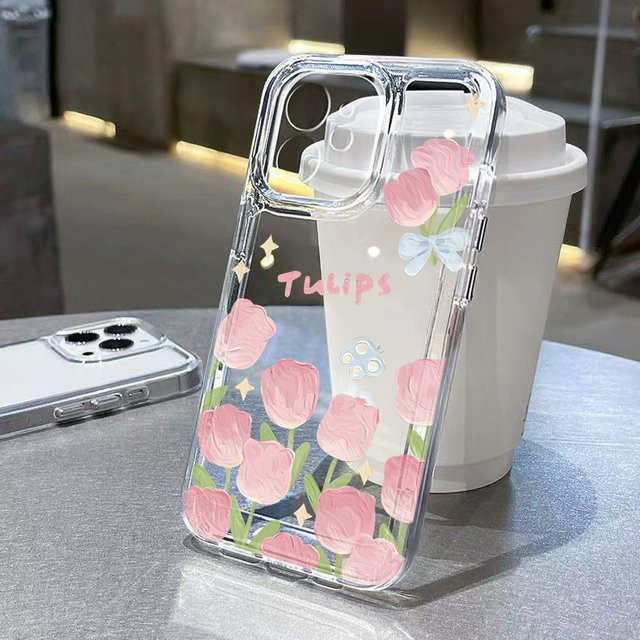 Transparente Silikon-Handyhülle mit Blumen-Design für Samsung Galaxy S25 Ultra, S26 Plus, S24 FE, S23 und S22 Edge - Bild 1