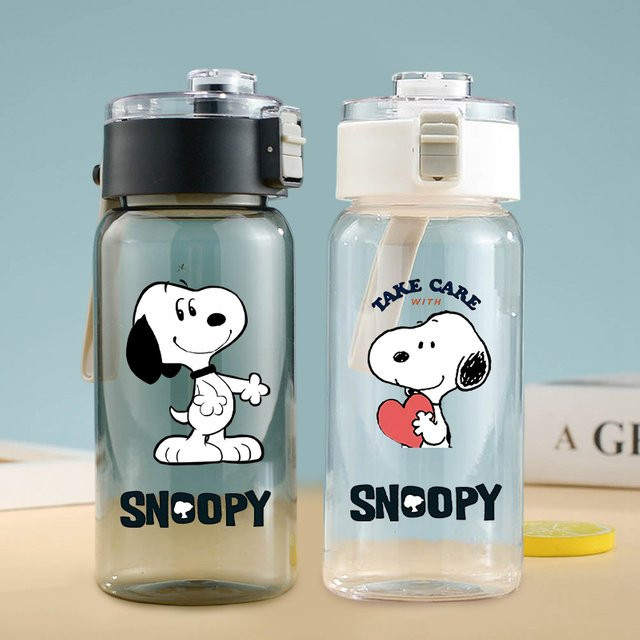 Bandai Snoopy Trinkflasche mit Anime-Motiv, transparent, 600 ml - Bild 1