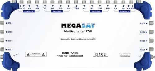 Megasat SAT Multischalter 17 Eingänge (16 SAT/1 terrestrisch) für 8 Teilnehmer, Farbe: Weiß - Bild 1