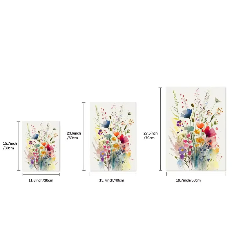 3er-Set Wildblumen-Aquarell-Poster von Potdemiel, dekorative botanische Leinwandgemälde in Multicolour und Weiss für dein Wohnzimmer oder Schlafzimmer - Bild 2