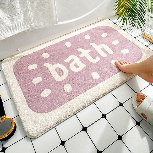 Saugfähige und rutschfeste Badezimmermatte in Pink mit Cashmere-Imitation, B/B: 40 x 60 cm - Bild 1