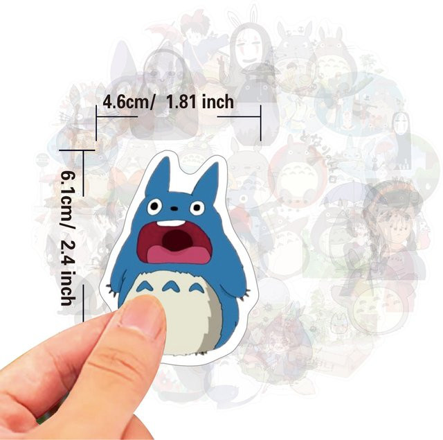Bandai Totoro Aufkleber Set mit 50 Stück, wasserfeste DIY Deko-Sticker in Multicolour für Notizbücher, Skateboards und Gepäck - Bild 1