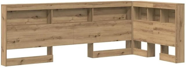 vidaXL Aufbewahrungskopfteil Artisan-Eiche mit integriertem Regal und USB-Ladeport, Braun, B: 107,5 cm, H: 76,5 cm, T: 107,5 cm - Bild 1