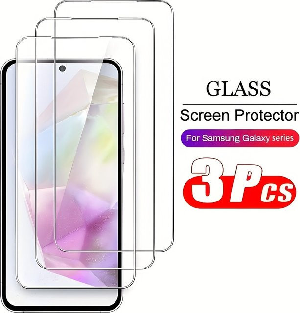3er-Set gehärtetes Glas Displayschutzfolie für Samsung Galaxy A16 A26 A06 A36 A56 A07 A17 A54 A34 A14 A05S A15 A25 A35 A55 in Transparent - Bild 1