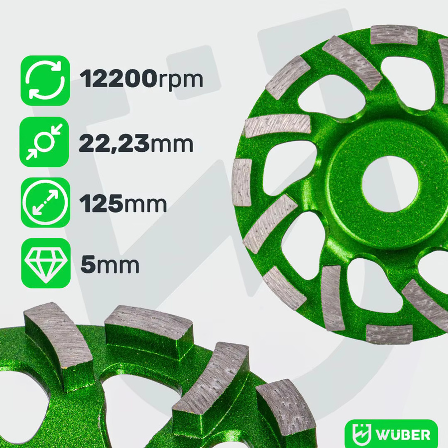 Turbo-Diamant-Topfklinge 125 mm in Grün für Beton und Stein mit doppelreihigem Design - Bild 3