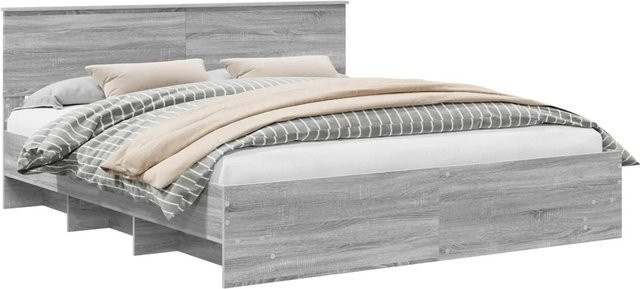 vidaXL Bettrahmen in Graues Sonoma mit Schubladen aus Holzwerkstoff, B/T/H: 200 x 200 x 210 cm - Bild 1