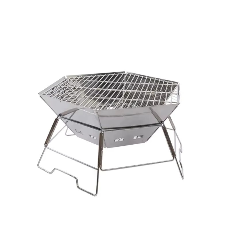 MOUNDAINHIKER Camping-Grill aus Edelstahl, tragbar und faltbar mit Holzkohlegrillrost für Trekking und Outdoor-Kochen - Bild 5