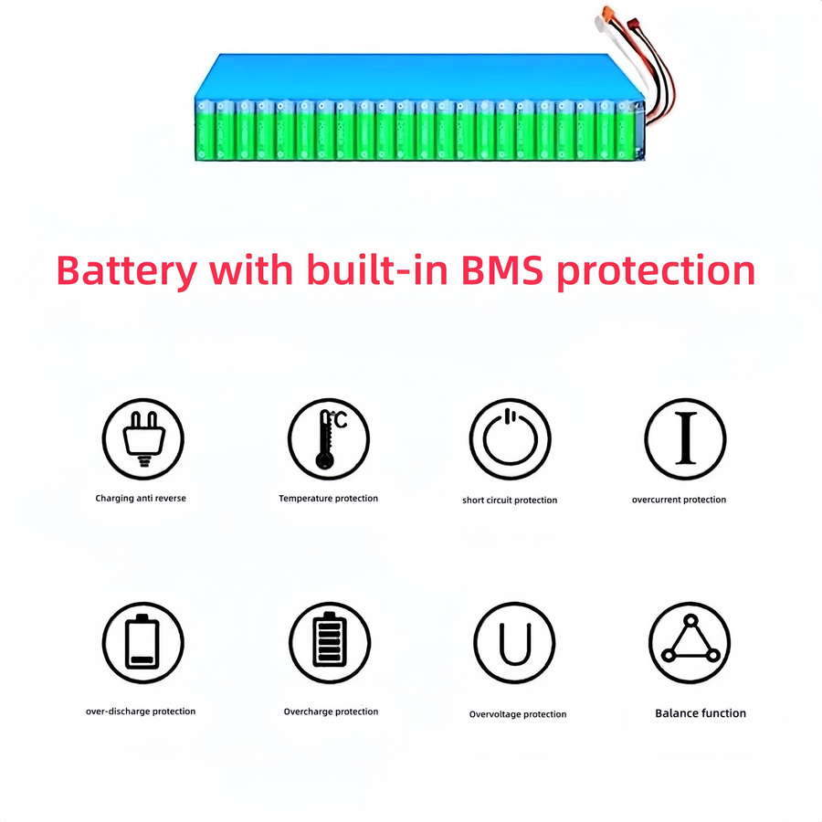 Lithium-Ionen-Batteriepack 48V 18Ah 13S6P in Blau für Motorleistungen von 500W bis 2000W - Bild 6