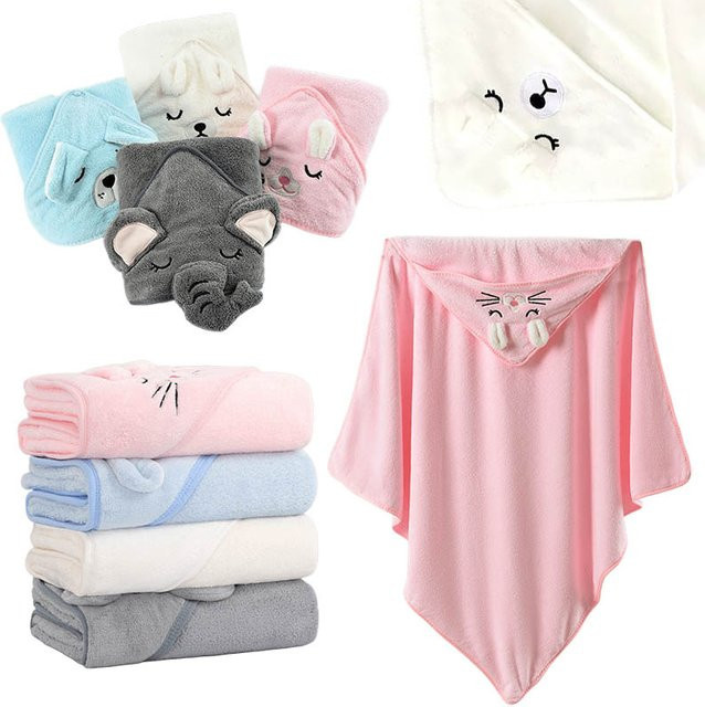 Saugfähige und warme Baby Wickeldecke und Badetuch von ZYF in Weiß, Grau, Blau oder Rosa, B/B: 80 x 80 cm - Bild 1