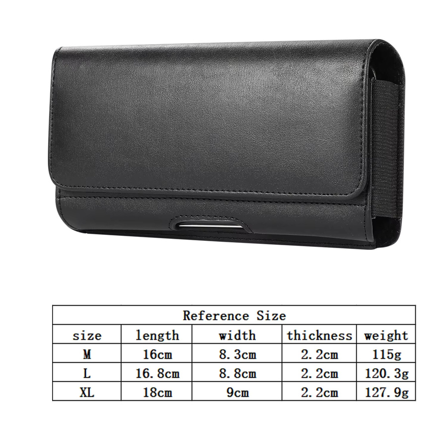 Universelle Handyhülle aus PU-Leder in Schwarz mit Flip-Tasche und Gürtelclip für Smartphones von 5,2 bis 7 Zoll - Bild 2