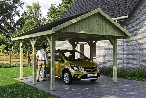 SKANHOLZ Carport Wallgau in Grün, B/T: 430 x 500 cm, Firsthöhe: 326 cm, imprägniert - Bild 1