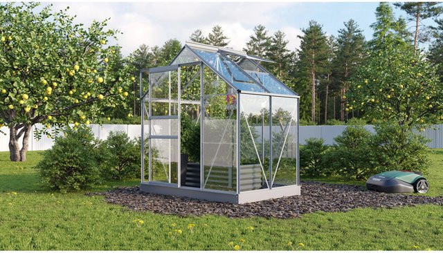 Vitavia Gewächshaus Planet 2500 aus Aluminium mit Sicherheitsglas und Fundamentrahmen in Silber, 2,5 m² - Bild 1