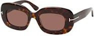 Tom Ford FT 1345 Sonnenbrille, Rechteckig, Vollrand, Kunststoff, Braun, Damen - Bild 1