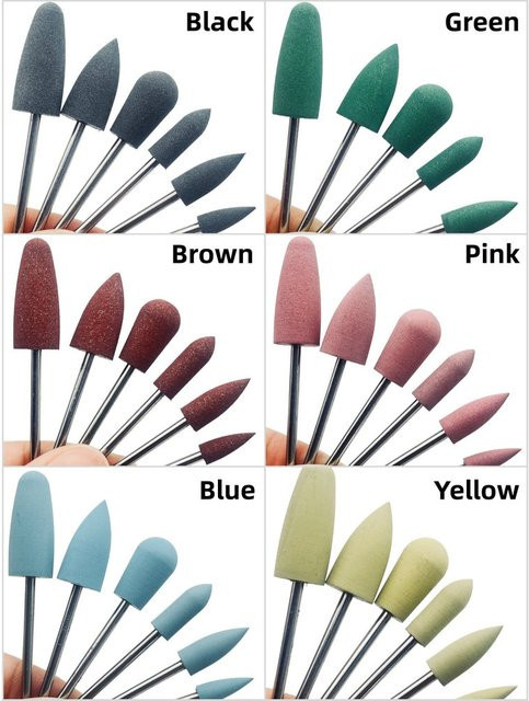 Ysen Silikon Nagel Bohrer Set, 6 Stück, 3/32'' - Bild 1