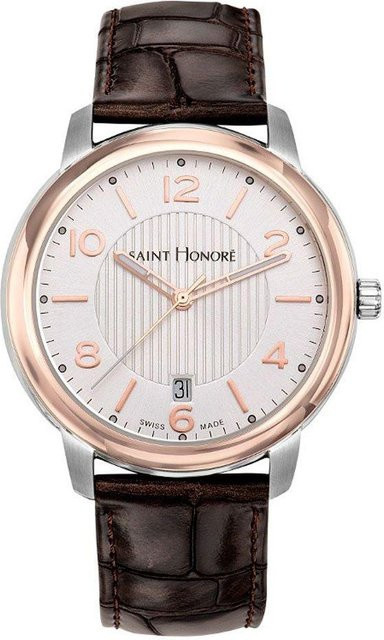 Saint Honore Armbanduhr, Quarz, Edelstahl, Bicolor, Leder, 42 mm, Herren - Bild 1