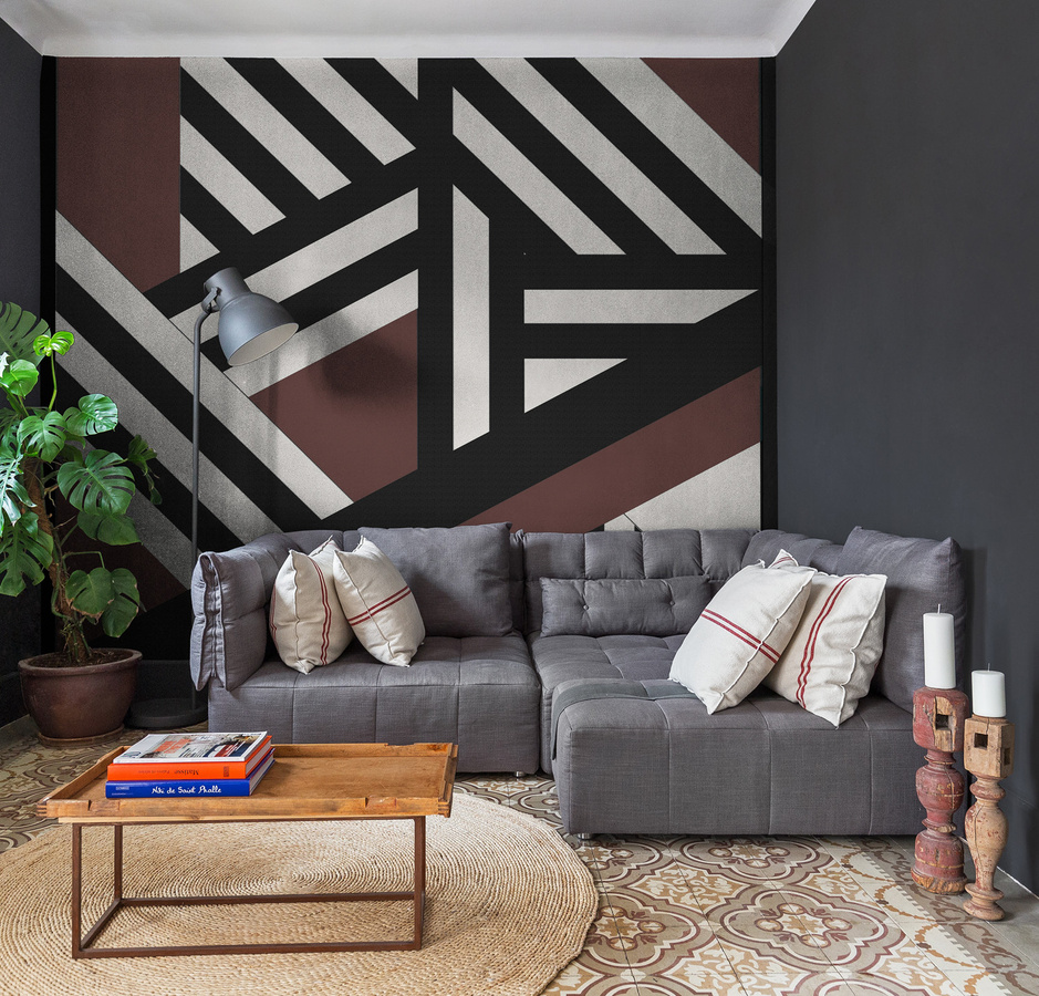 Coordonné Wandtapete Inter Wall Wine in Schwarz Weiß und Braun mit modernem Streifenmuster und mattem Finish - Bild 1