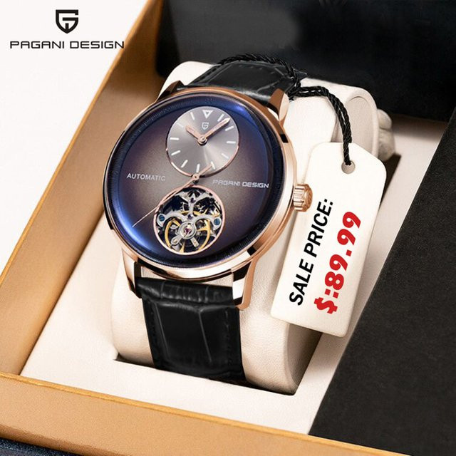 PAGANI DESIGN Armbanduhr, Automatik, Edelstahl, Roségold, Leder, Herren - Bild 1