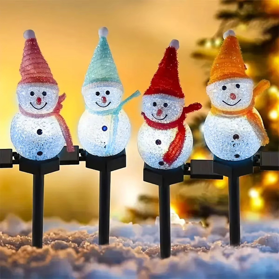Peach Forest Solar Schneemann Gartenstecker für die Weihnachtsdekoration im Außenbereich, Mehrfarbig - Bild 5