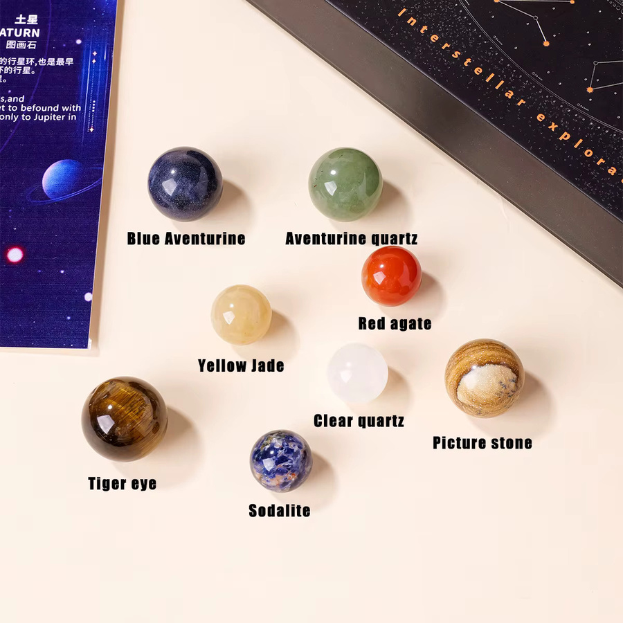 Runyangshi Planeten Naturstein Kristalle Set mit 8 Mineralproben in Multicolour als Tischdekoration - Bild 4