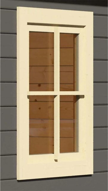 Karibu Fenster für Gartenhäuser mit 38 mm Wandstärke und D/K-Beschlag in Elfenbeinweiß - Bild 1