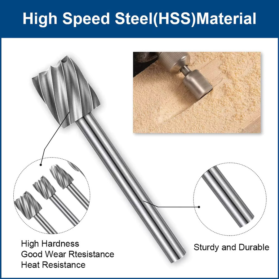 20er Set HSS Gravurfräser für Holzschnitzerei in Silber mit 3 mm Schaft für rotierende Werkzeuge - Bild 2