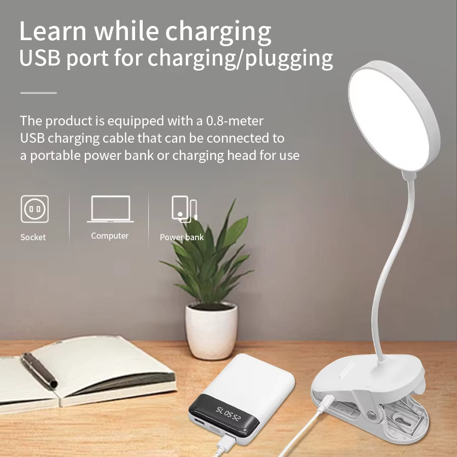 MeeToo LED-Tischlampe in Weiß, wiederaufladbare Schreibtischlampe mit Touch-Dimmer für Schlafzimmer und Büro - Bild 5