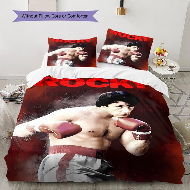 Bettwäsche Set mit Felsmuster von Xiangyinghao in Rot, bestehend aus 1 Bettbezug und 2 Kissenbezügen, B/H: 250 x 220 cm - Bild 1