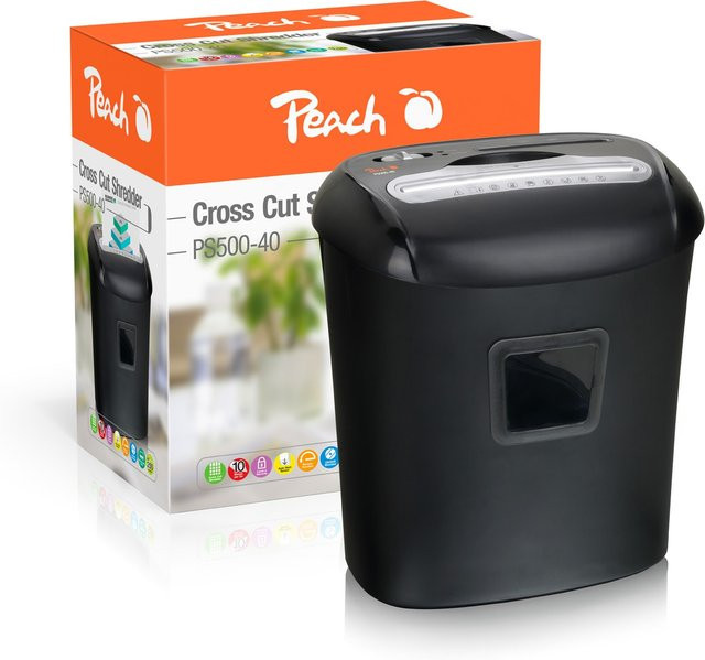 Peach Aktenvernichter PS500-40 Cross Cut Schredder in Schwarz mit 10 Blatt Kapazität - Bild 1