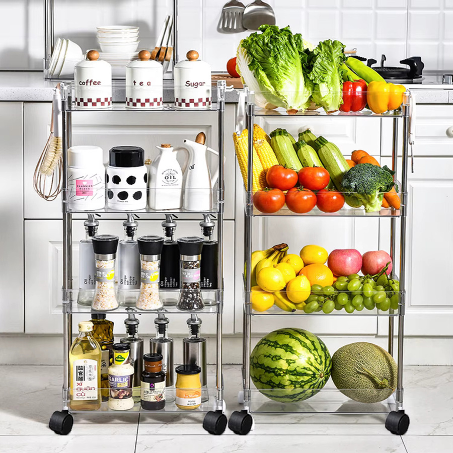 Schlanker rollender Aufbewahrungswagen von Hooha, transparenter Organizer mit 3 oder 4 Schichten für Küche, Büro und Badezimmer, Breite: 9 cm oder 12 cm - Bild 2