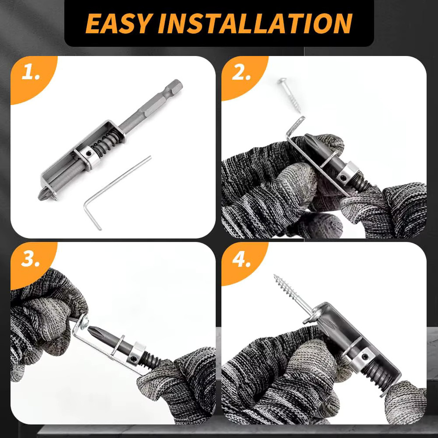 Rafford Schraubendreher-Bit-Halter Phillips Anti-Rutsch Bit-Befestigungsklemmen-Set in Silber für elektrische Bohrmaschinen und DIY-Reparaturen - Bild 3