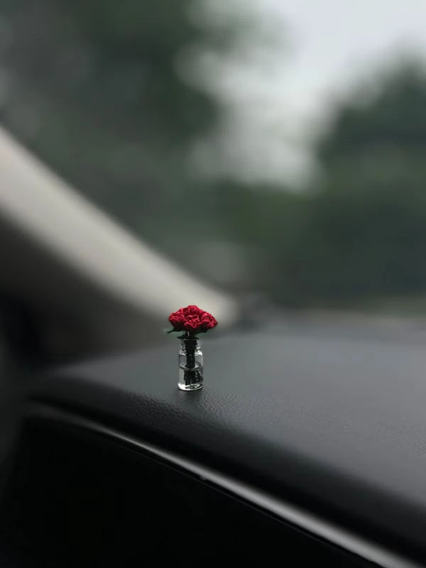 Miniatur Landschaft aus Glas als rotes Auto Armaturenbrett Ornament für dein Auto, Büro oder Schreibtisch - Bild 2