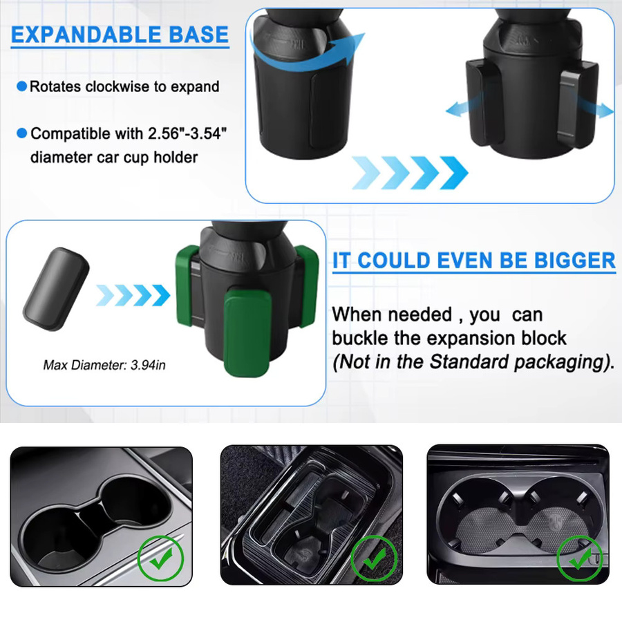Universal 360 Grad Auto-Becherhalter mit Tablet- und Smartphone-Halterung aus ABS-Material in Schwarz - Bild 6