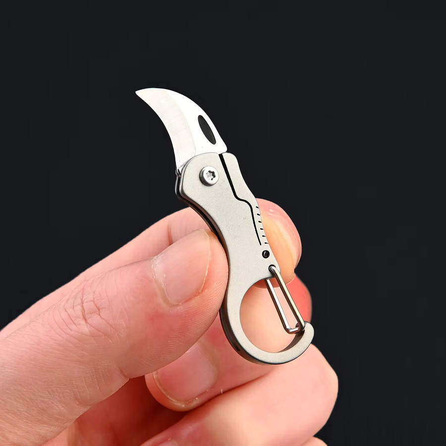 YESISOK Mini-Messer aus 7Cr Stahl-Titan-Legierung in Silber als tragbares EDC-Werkzeug und Schlüsselanhänger-Brieföffner - Bild 3