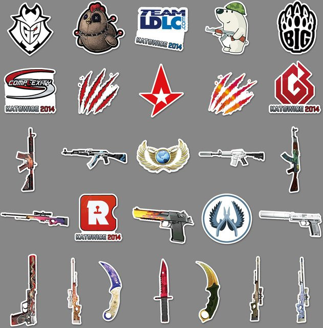 ZHUOHUA CS GO Cartoon Graffiti Aufkleber, 10/52-teiliges Set - Bild 1