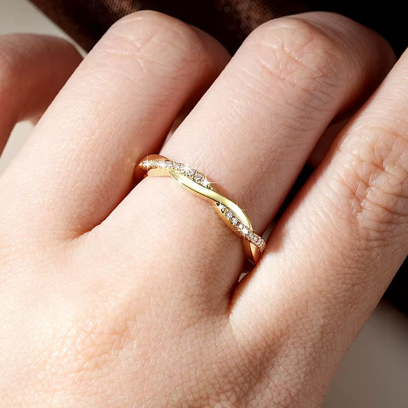 Lnngy Verlobungsring, Moissanit, 14 Karat Gold gefüllt, Damen - Bild 3
