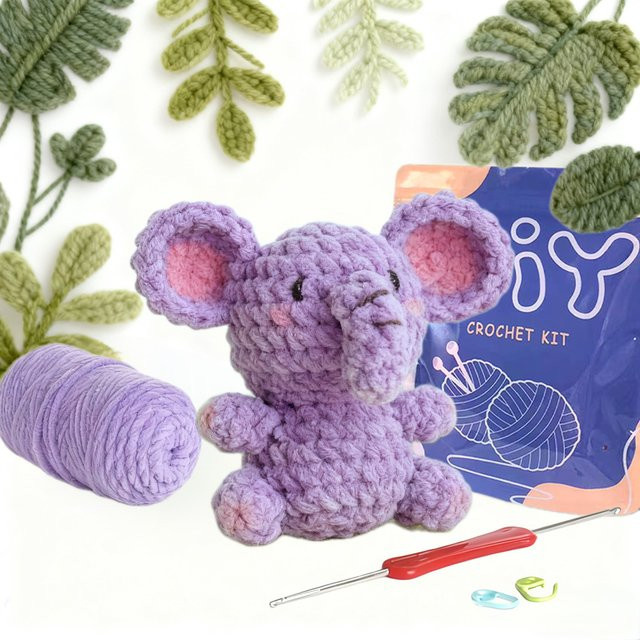 YAMAXIN Elefanten-Häkelset für Anfänger, Amigurumi-Haken-Set, 1-teiliges Set - Bild 1
