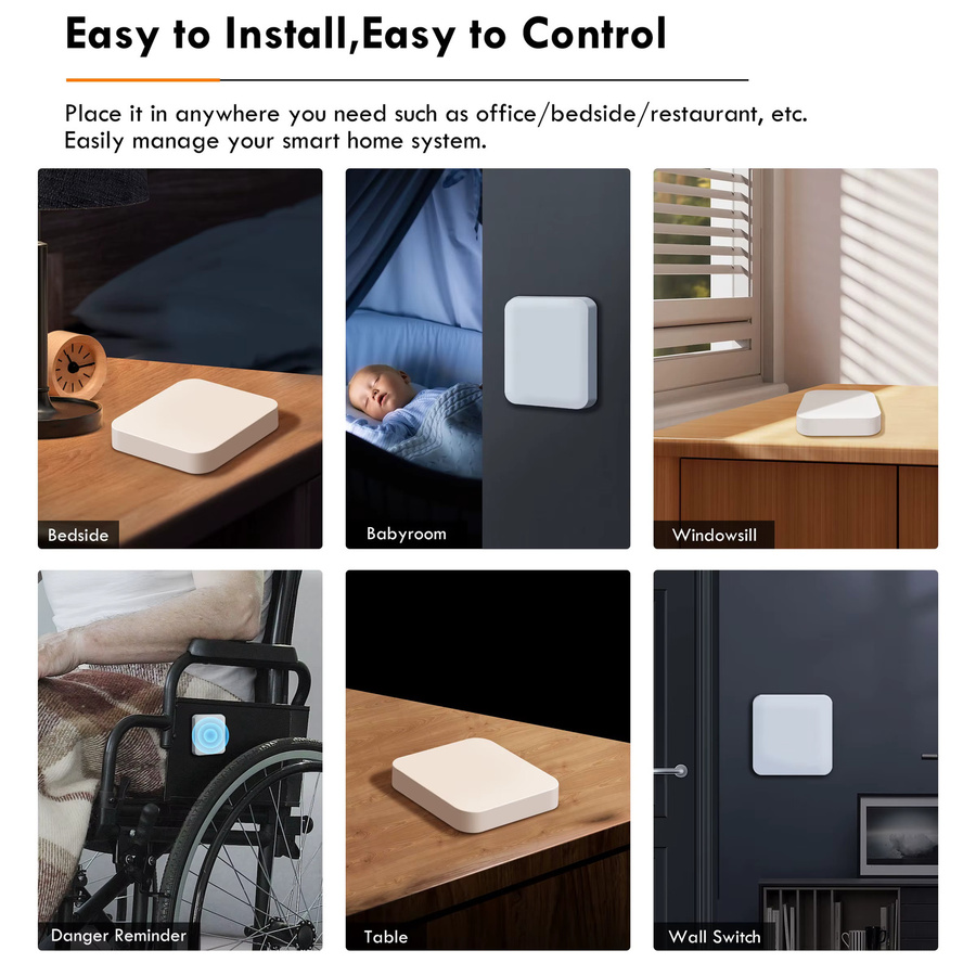 GIRIER ZigBee 3.0 Smart Scene Switch Drahtloser Touch-Druckschalter in Weiß für Home Assistant und ZigBee2MQTT - Bild 4