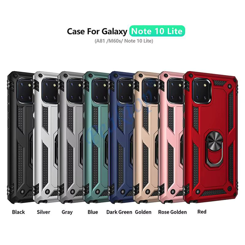 Hybrid-Schutzhülle mit Ringhalter für Samsung Galaxy Note 10 Lite, A12, M52, A51, A71, A53, A72 in Schwarz und Silber - Bild 6