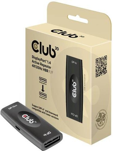 Club3D CAC-1007 DisplayPort Repeater Schwarz mit 2x DisplayPort Buchse für bis zu 20 m Reichweite - Bild 1
